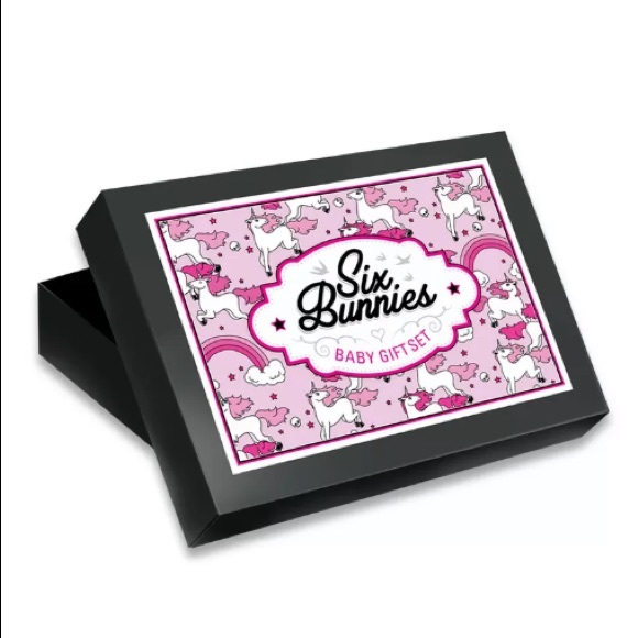 Six Bunnies Unicorn Rainbow Baby Gift Set Onesie Bib Hat Pink Infant Outfit NWT - Picture 2 of 2